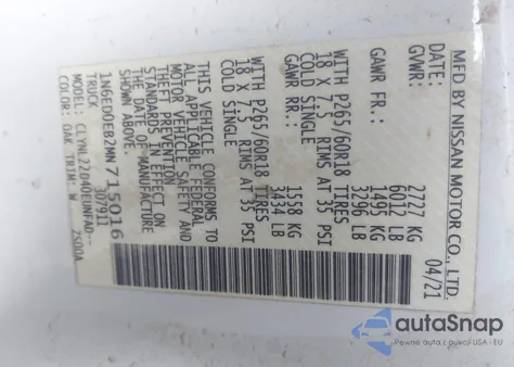 2021 Nissan Frontier Sv 4X4 из США, поврежденный, VIN 1N6ED0EB2MN715016